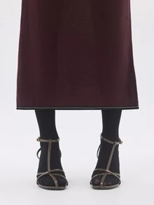 KÆRIA Hus Short Sleeve High-Neck Midi Dress - Lyocell Knit - Deep Burgundy - Workwear, Column Dress, Bodycon - Burgundy - View 8