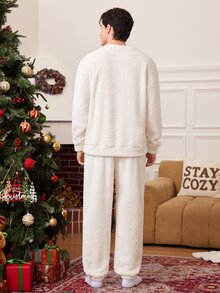 CoupledUp Christmas Couple Bear Autumn/Winter Men's Loungewear Set - Multicolor - View 3