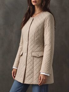 Holdful Holdful Women's Solid Color Long Sleeve Single-Breasted Casual Winter Jacket - Khaki - View 3
