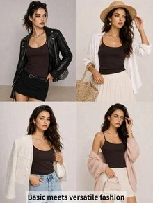 SHEIN BASICS 2PCS Women Tank Tops & Camis - Multicolor - View 10