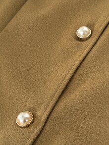 Viva Relle Plus Size Women's French Casual Sexy Vintage Elegant Ruched Waist Wool Long Coat Slimming Fit Commute Date Office Formal Evening Fall Olive Green - Olive Green - View 7