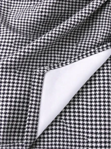 SHEIN Franclia 不對稱顯瘦百褶迷你裙，休閒通勤款 - 黑與白 - 查看 4