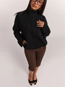 SHEIN BAE 女款休閒百搭外套，適合秋季賽車日、外出、日常、旅行、日間、夜晚、晚餐、公路旅行、夜間，淺灰色 N O N E - 黑色 - 查看 4