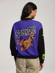 SCOOBY-DOO X SHEIN بلوزة رياضية نسائية بطبعة كرتونية وسحاب وأكمام طويلة - الأسود - مشاهدة 2