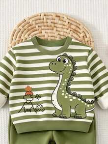 Baby Boys' Comfortable Cartoon Print Fleece Sweatshirt, Suitable For Autumn/Winter Seasons,US Autumn Style Festivals, And Gift-Giving. - Multicolor - View 4