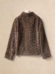 Rusticease Women's Autumn/Winter Long Sleeve Loose Fashion Faux Fur Coat - Khaki - View 2