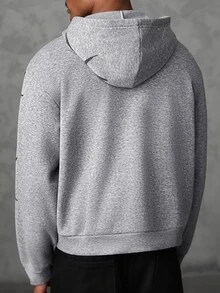 SLATEMANN Men's Gothic Pattern Zip-Up Casual Hoodie - Grey - View 2