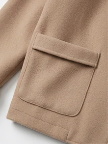 Balvessa Winter Women's Plush Patchwork Casual Versatile Wool Blend Jacket - Khaki - View 5