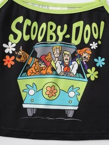 SCOOBY-DOO X SHEIN Tween Girl Letter Print Camisole And Shorts Lounge Set SCOOBY-DOO - Black - View 4