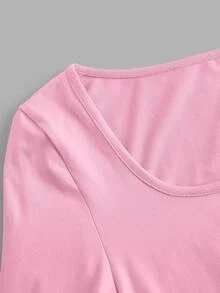 SHEIN EZwear 3件組女款純色方領長袖休閒百搭T恤 - 彩色 - 查看 3