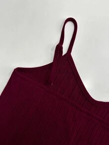 SHEIN Raffinéa Women's Elegant Luxury 2 Pieces Set, Wine Red Dress With Velvet Blazer Jacket Autumn/Winter Formal Office Commute , Dinner Party - Burgundy - View 7
