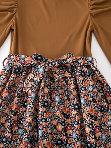 SHEIN Teen Girl Fall Dresses Fall Dress, Back To School, Prom, Holiday Outfits, Casual, Comfortable, Daily, Cute - Brown - View 6