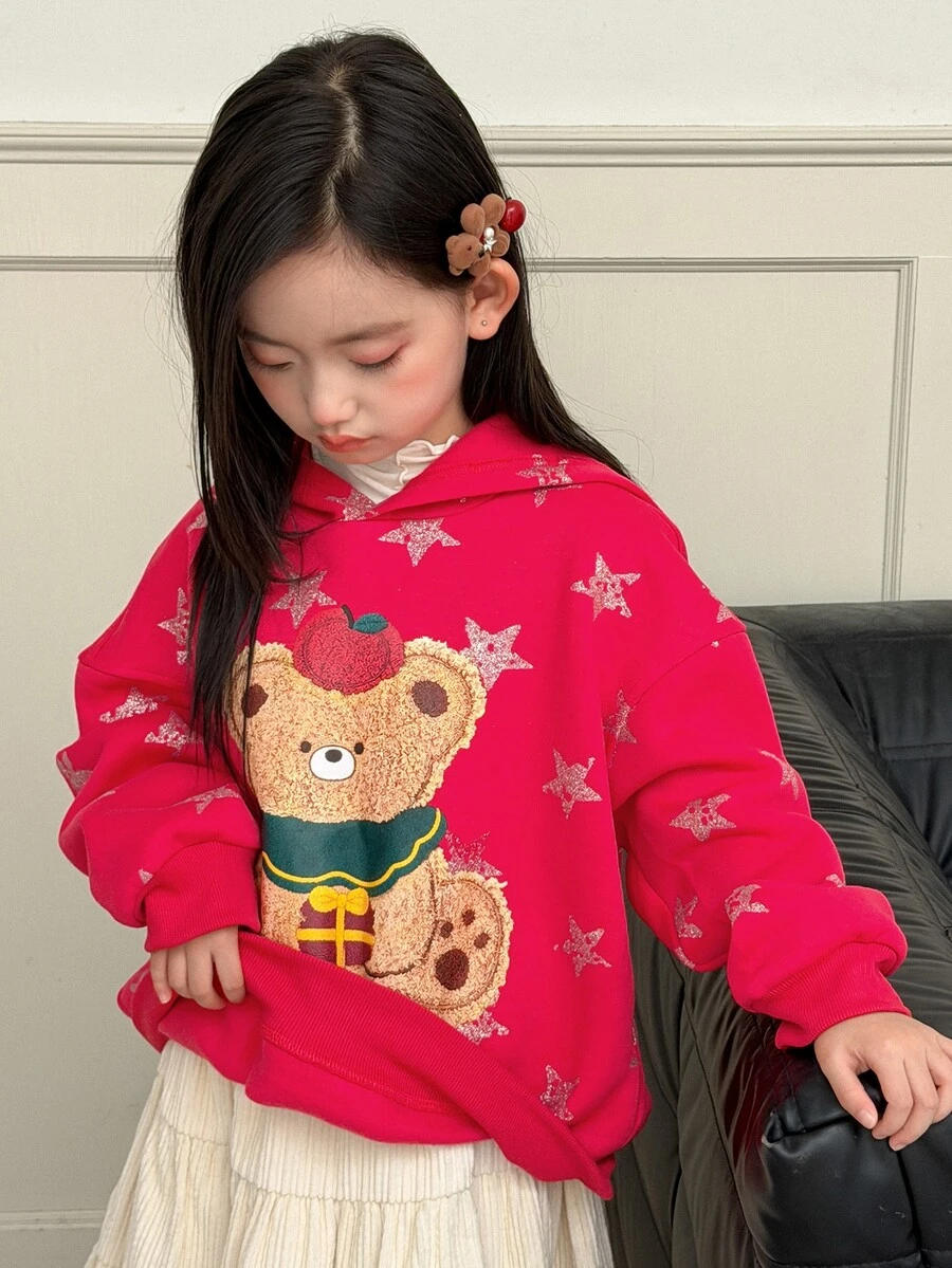 DAZY Tween Girl Cute Letter Print Long Sleeve Sweatshirt Sweatshirt - Red - View 1