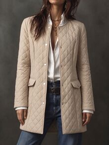 Holdful Holdful Women's Solid Color Long Sleeve Single-Breasted Casual Winter Jacket - Khaki - View 1