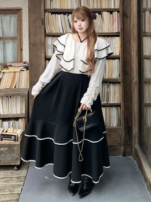 Bijouette Plus Size Japanese-Style Colorblock Ruffle Plus Size Patchwork Dress, Elegant And Sophisticated For Daily Commute - Apricot - View 1
