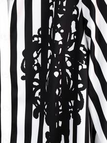 Lacomfia Plus Size Casual Single-Breasted Striped Contrast Color Shirt For Office - Black and White - View 4