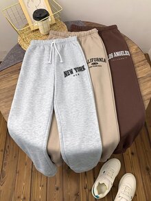 SHEIN 兒童小男孩/小男孩中性 3件組秋冬休閒學院風運動長褲套裝，小男孩秋冬服飾，長褲，柔軟，復古，返校季 - 彩色 - 查看 9