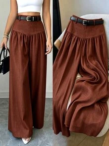 Elenzga French Style Hanging And Wide Leg Pants With Slimming Texture And Elegant Commuting Casual Women's Pants

﻿
﻿ - Rust Brown - View 8