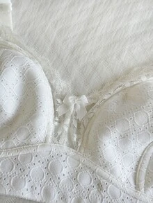 Napfluff 1pc White Lace Minimalist Women's Bra - White - View 4