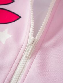 THE POWERPUFF GIRLS X SHEIN Tween Girl Star Print Zipper Front Baseball Jacket THE POWERPUFF GIRLS - Pink - View 6