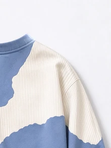 HypeHours Men's Letter Print Colorblock Long Sleeve Crew Neck Sweatshirt - Multicolor - View 4