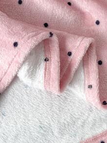 SHEIN Tween Girl 秋/冬款 灰粉色波點印花 珊瑚絨毛 舒適連帽套頭長款睡袍 居家休閒睡衣 - 藕粉色 - 查看 4