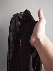 SHEIN ICON 大尺碼女款復古 2000s 70s 90s 哥德風黑色夏季夜生活派對夜店洋裝，Y2K 透視網紗細肩帶修身不對稱下擺抓皺胸前設計 - 棕色 - 查看 10