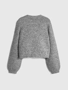 ROMWE New Chinese Style Frog Button Design Gray Short Knit Cardigan - Grey - View 2