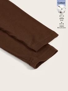 SHEIN BASICS 女款純色高領極簡時尚百搭長袖T恤 - 咖啡棕 - 查看 3