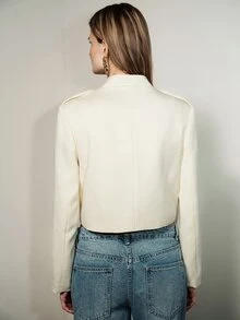 Aveloria Modichic Elegant Preppy Fashion Button Long Sleeve Jacket, Versatile Slimming Office Off-White Fall - Apricot - View 3