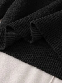 Bộ đồ casual cho thiếu nữ gồm áo len tay dài vai trễ cổ tròn thêu hoa và quần dệt kim - màu đen - Xem 8