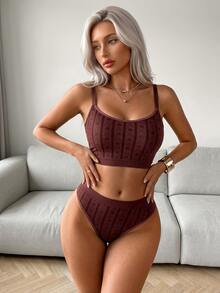 SuitURBody Women's Seamless Triangle Panties And Bra Set 2pcs, High Elasticity, Soft And Comfortable Wear Without Restriction - Coffee Brown - View 4
