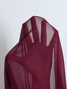 Cravure Plus Size Elegant Chiffon Cape Overlay Midi Mermaid Dress, Off Shoulder Party Formal Dress - Burgundy - View 5