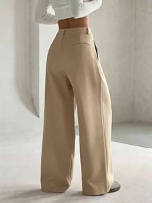 Flirla Petite Women's Winter Essential: Casual Trousers, Loose-Fitting And Draped, Perfect For Petite Women In Office Work, In A Grey-Apricot Color. - Apricot - View 2