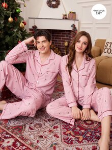 CoupledUp Christmas Couple Christmas Tree Men's Loungewear Set - Multicolor - View 7