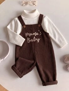 Baby Boy Cute Versatile Casual Letter Pattern Corduroy Winter Romper Baby Boy Fall Clothes - Brown - View 7