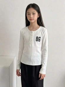 Dazy Kids Tween Girl Digital Print Casual Daily Long Sleeve T-Shirt - White - View 4