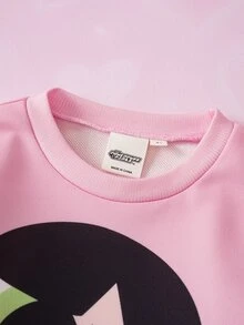 THE POWERPUFF GIRLS X SHEIN 女童圓領長袖運動衫與長褲套裝 - 彩色 - 查看 4