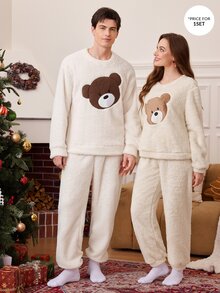 CoupledUp Christmas Couple Bear Autumn/Winter Men's Loungewear Set - Multicolor - View 6