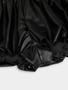 Sweetra Plus Size Women Solid Color Ruched Fashion Versatile Tulip Shorts - Black - View 3
