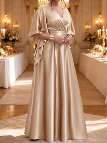 Fleurora Autumn And Winter Fall Christmas Formal Wedding Evening Champagne Elegant - Khaki - View 3