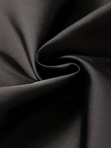 Rometta Plus Size Round Neck Long Satin Dress With Cinched Waist And Lace Sleeve Patchwork - Black - View 5