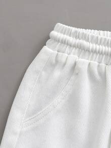 SHEIN Explorewe 女童牛仔褲，秋季新款，白色，彈性腰帶抽繩設計，寬鬆版型，輕量柔軟丹寧布料，舒適親膚，適合四季穿著；完美適用於日常穿著、拍照、購物、旅行、度假等多種場合；2026新款女童牛仔褲 - 白色 - 查看 6