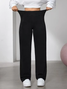 Flexra Fashionable Sports Casual Wide Leg Washed Denim Jeans - Black - View 6