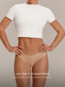 GLOWMODE 5-Pack Ultralight V-Cut Low-Rise Seamless Bikini Underwear With Scalloped Edges Daily & Casual Essentials - Multicolor - View 3