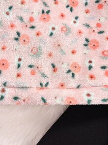 SHEIN 女嬰兩件套，包含碎花法蘭絨連帽衛衣與長褲，保暖舒適，適合秋冬穿著 - 彩色 - 查看 4