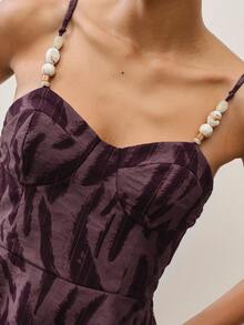 Nöista PRINTED PEPLUM TOP WITH BEADED STRAPS - Red and Black - View 6