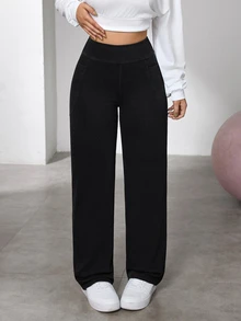 Flexra Fashionable Sports Casual Wide Leg Washed Denim Jeans - Black - View 7