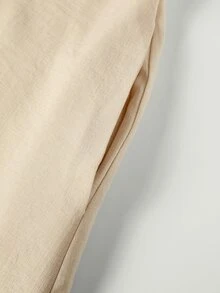 Linhara CURVE Plus Size Women's Apricot Casual Summer Country Style Elegant Vacation Button Half-Placket Batwing Sleeve Dress - Apricot - View 4
