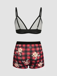 Chillnights Women's Lingerie Set Christmas Reindeer Cute Lingerie Set - Multicolor - View 2
